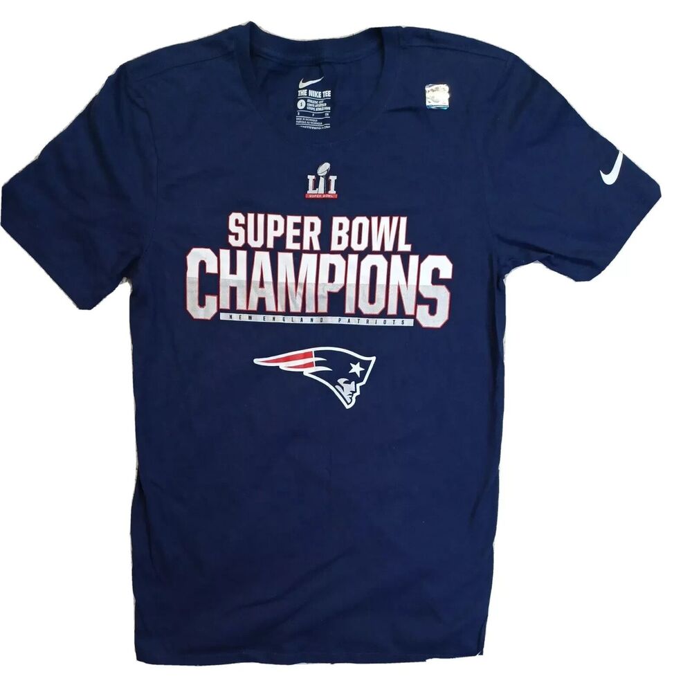 NWT New England Patriots Super Bowl 51 Champions Shirt Nike Small SB LI 28-3